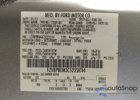 2012 Ford Mustang V6 Premium z USA, uszkodzony, nr VIN 1ZVBP8EM3C5222244